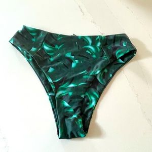 Green floral print swim bottoms high waist